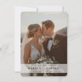 WEDDING PHOTO modern elegant chic ampersand white サンキューカード (正面)
