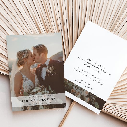 WEDDING PHOTO modern elegant chic ampersand white サンキューカード