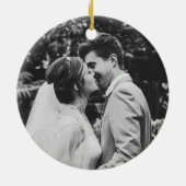 Wedding Photo Newlyweds Couple セラミックオーナメント (裏面)