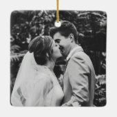 Wedding Photo Newlyweds Couple セラミックオーナメント (裏面)
