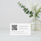 Wedding Photo Online RSVP QR Code, Black & White エンクロージャーカード (スタンド正面)