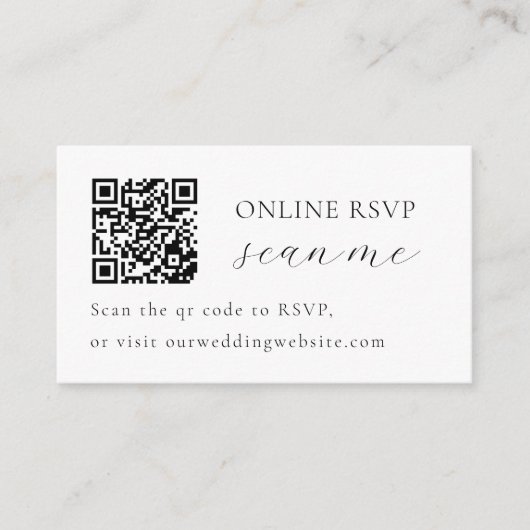Wedding Photo Online RSVP QR Code, Black & White エンクロージャーカード (正面)