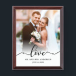 Wedding Photo Plaque愛原稿の氏および夫人 表彰プラーク<br><div class="desc">愛Wedding Photoエレガントな原稿の氏および夫人</div>