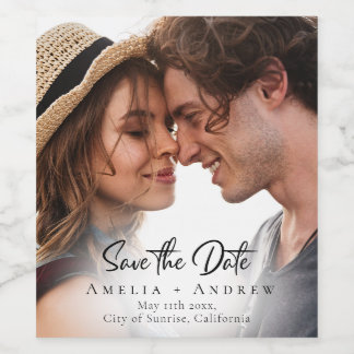 Wedding Photo Save the Date Minimalist ワインラベル