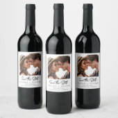 Wedding Photo Save the Date Minimalist ワインラベル (ボトル)