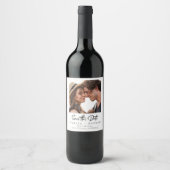 Wedding Photo Save the Date Minimalist ワインラベル (正面)