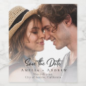 Wedding Photo Save the Date Minimalist Wine Label ワインラベル (シングルラベル)