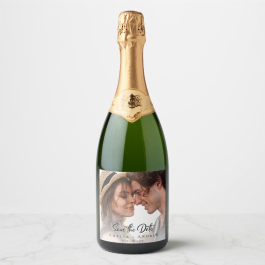 Wedding Photo Save the Date Sparkling Wine Label スパークリングワインラベル (正面)