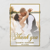 Wedding Photo Script Thank You Foil Card 箔シーズンカード (正面)