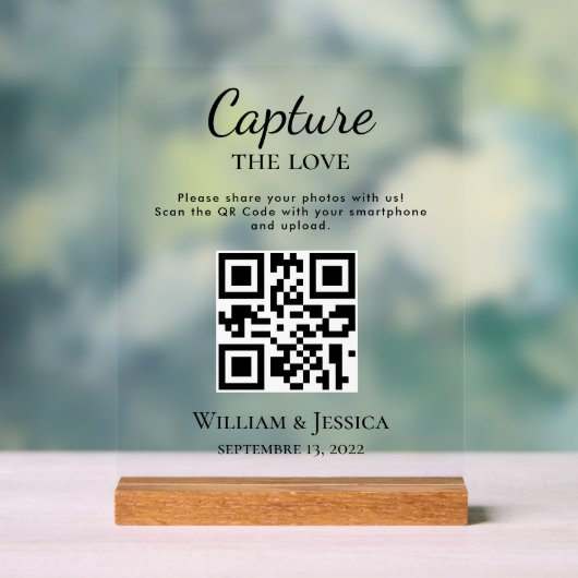 Wedding Photo Sharing With QR Code アクリルサイン (ニュートラル)