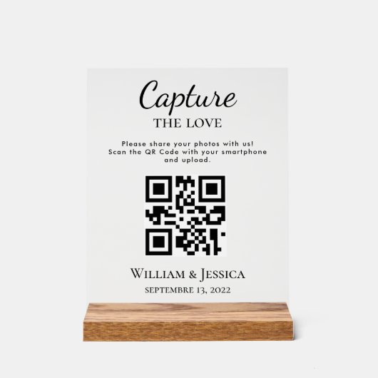 Wedding Photo Sharing With QR Code アクリルサイン (正面)