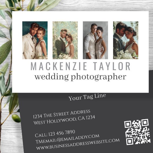 Wedding Photographer 4 Photo Personalized QR Code 名刺