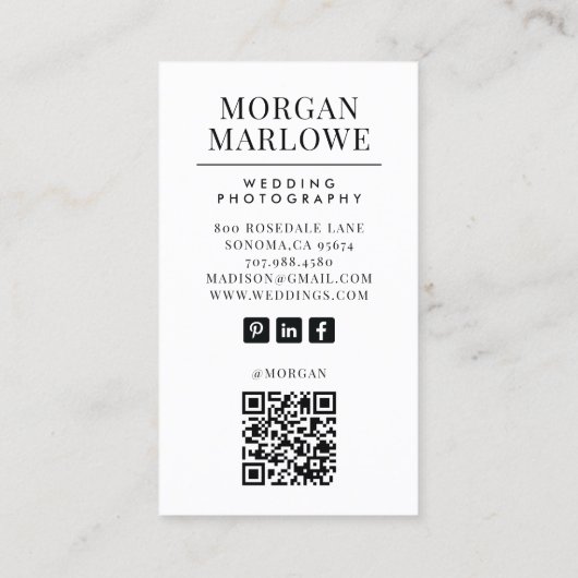 Wedding Photographer Business Card 名刺 (裏面)