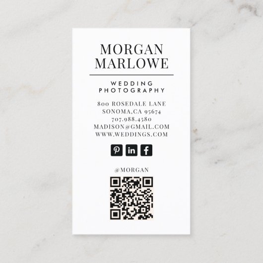 Wedding Photographer Business Card 名刺 (裏面)