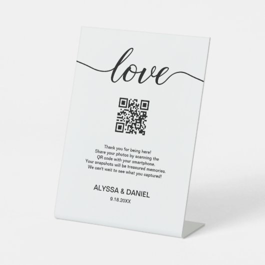 Wedding Photos share QR code Love Script 台座サイン (正面)