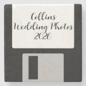 Wedding Photos Stone Coaster | Retro Floppy Disk ストーンコースター (正面)