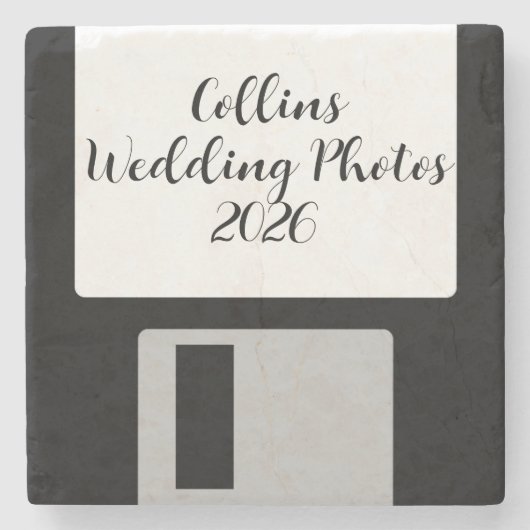 Wedding Photos Stone Coaster | Retro Floppy Disk ストーンコースター (正面)
