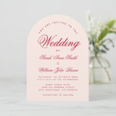 Wedding Pink Arch Red Script Simple Calligraphy  招待状 (スタンド正面)