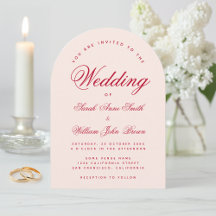 Wedding Pink Arch Red Script Simple Calligraphy 