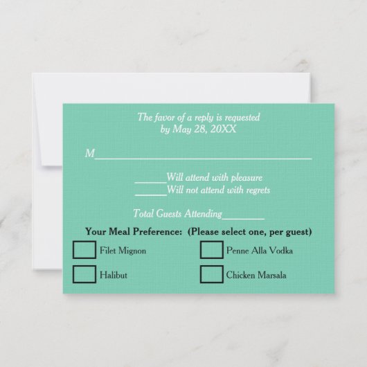 Wedding Pink Beige Seafoam Green RSVP (裏面)