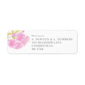 Wedding pink blossom watercolor customized address ラベル (正面)