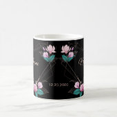 Wedding Pink Floral Golden Geometric Elegant Black コーヒーマグカップ (中央)