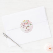 Wedding Pink Floral Thanks to You Whimsical Quote ラウンドシール (封筒)