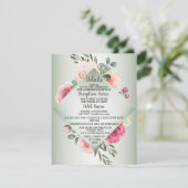 Wedding Pink Peach Floral Rustic Green Detail エンクロージャーカード (スタンド正面)