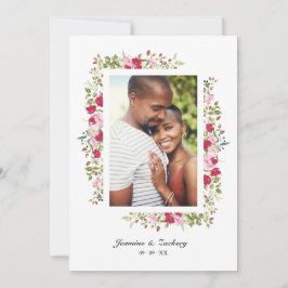 Wedding Pink & Red Shades Flowers & Branches Photo 招待状