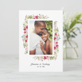 Wedding Pink & Red Shades Flowers & Branches Photo 招待状 (スタンド正面)