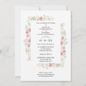 Wedding Pink & Red Shades Flowers & Branches Photo 招待状 (裏面)