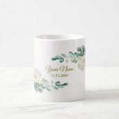 Wedding Pink Rose Watercolor Golden Dusty Party コーヒーマグカップ (中央)