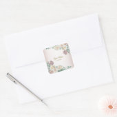 Wedding Pink Rose Watercolor Golden Dusty Party スクエアシール (封筒)