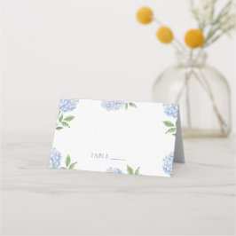 Wedding Place Cards, Blue Hydrangea Border Classic プレイスカード
