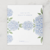 Wedding Place Cards, Blue Hydrangea Border Escort プレイスカード (外部開封)