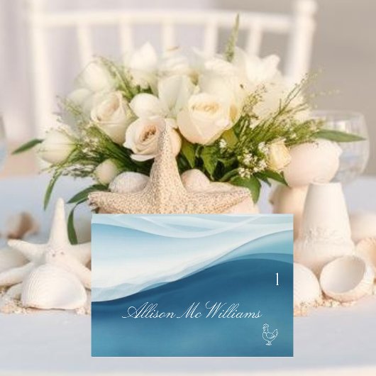 Wedding Place Cards Chicken Icon-Serene Blue テーブルナンバー