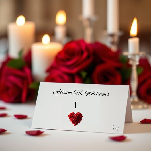 Wedding Place Cards Meat Icon-Red Roses テーブルナンバー