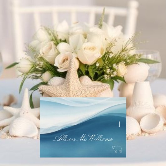 Wedding Place Cards Meat Icon-Serene Blue テーブルナンバー