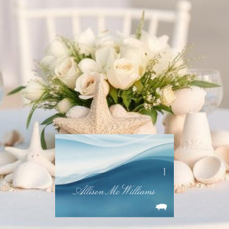 Wedding Place Cards Pork Icon-Serene Blue テーブルナンバー
