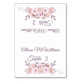 Wedding+Place+cards-Watercolor+Pink+Flowers-Meat- テーブルナンバー