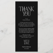 Wedding Place Setting Thank You Classy Black Card プログラム (正面)