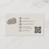 Wedding Planner Beige Linen Modern Elegant QR Code 名刺 (裏面)