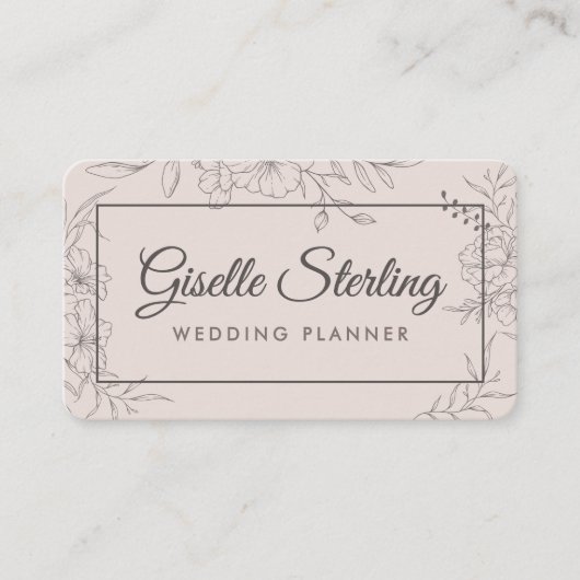 Wedding Planner Blush Pink Floral 名刺 (正面)