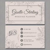 Wedding Planner Blush Pink Floral Line Art 名刺