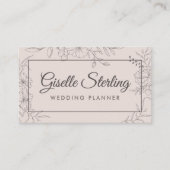 Wedding Planner Blush Pink Floral Line Art 名刺 (正面)
