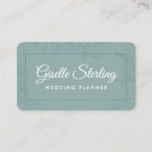 Wedding Planner Green Teal Floral 名刺 (正面)