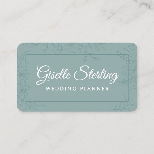 Wedding Planner Green Teal Floral 名刺 (正面)