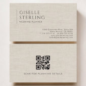 Wedding Planner Luxury Neutral Linen QR Code 名刺