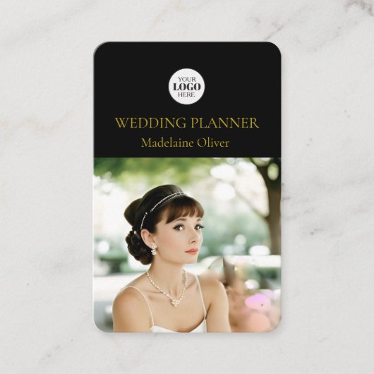 Wedding Planner  Photo Black QR Code 名刺 (正面)