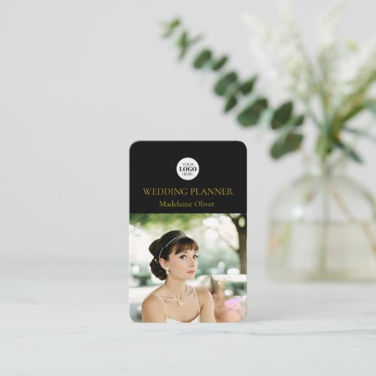 Wedding Planner Photo Black QR Code 名刺 (スタンド正面)